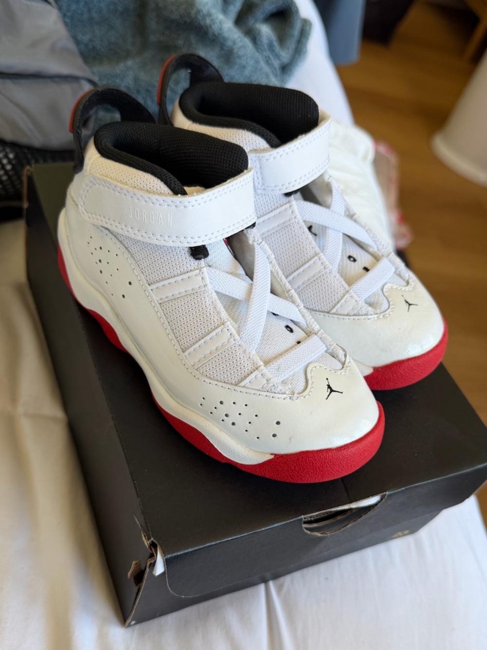 Jordan 6 Rings Td White Black University Red Baby Toddler Athletic